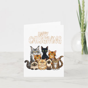 Carte Cadeau drôle de Thanksgiving pour amateurs de chat