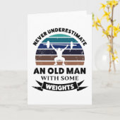Carte Cadeau drôle de vieil homme avec haltères pour pap (Fleur jaune)