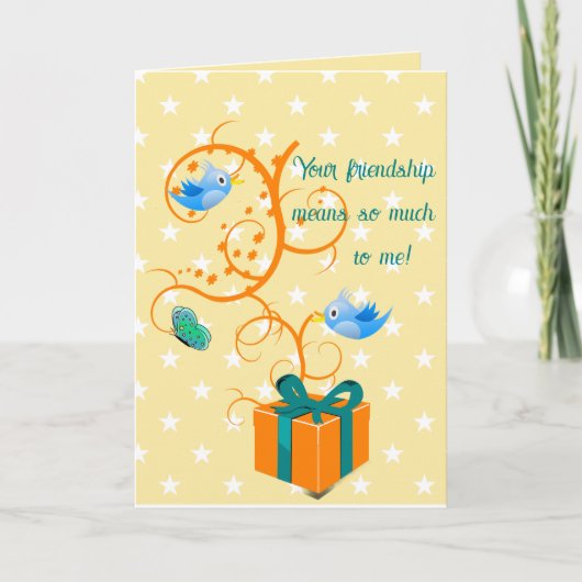 Carte Cadeau éditable avec vignes oiseaux et papillons (Devant)