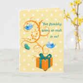 Carte Cadeau éditable avec vignes oiseaux et papillons (Fleur jaune)