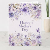 Carte Cadeau élégant de fleurs violettes pour la fête de (Devant)