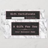Carte Cadeau élégant en marbre noir Rose or (Devant / Derrière)