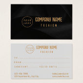 Carte Cadeau Élégante Noir Et Or (Devant & derrière)