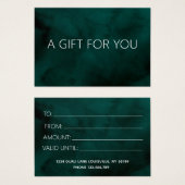 Carte cadeau Emerald Watercolor Monogram - Custom (Devant & derrière)