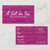 Carte cadeau en briques roses (Devant / Derrière)