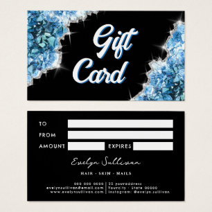 Carte cadeau en cristaux bleus