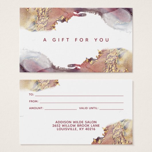 Carte Cadeau En Encre Liquide D'Art Moderne Purple (Devant & derrière)