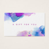 Carte-cadeau encre alcoolique bleu violet Script S (Devant)
