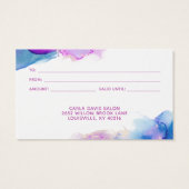Carte-cadeau encre alcoolique bleu violet Script S (Dos)