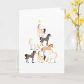 Carte Cadeau équestre mignon d'arbre de Noël de cheval (Fleur jaune)