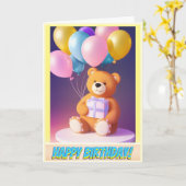 Carte Cadeau et ballons à l'ours en peluche (Fleur jaune)