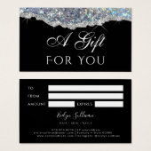 Carte cadeau Faux iridescence argent parties scint (Devant & derrière)