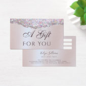 Carte cadeau Faux iridescence rose feuille parties (Bureau)