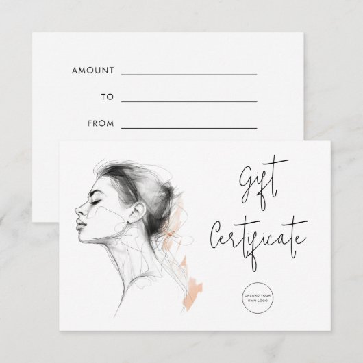 Carte Cadeau Feminine Line Dessin Beauté cheveux (Devant / Derrière)