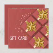 Carte cadeau Festive Gold Bow Modern Red (Devant / Derrière)