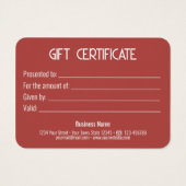 Carte cadeau Festive Modern Gold Bow Red (Dos)