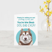 Carte Cadeau fête des pères chien Husky rouge papa (Fleur jaune)