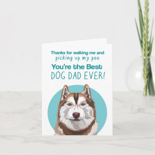 Carte Cadeau fête des pères chien Husky rouge papa