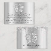 Carte cadeau fille Baby shower argent (Devant / Derrière)