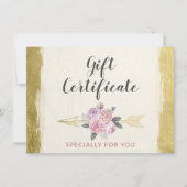 Carte Cadeau Flèche Florale Bohème Dorée (Devant)