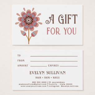 carte cadeau fleur d'art populaire bohème