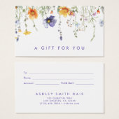 Carte cadeau fleur sauvage (Devant & derrière)