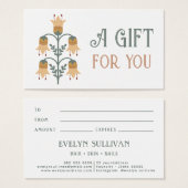 carte cadeau fleurs d'art populaire jaune (Devant & derrière)