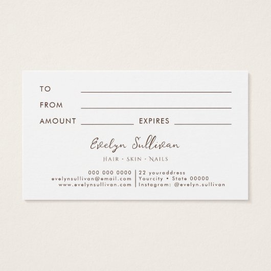 Carte cadeau fleurs séchées (Dos)