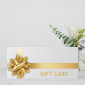 Carte cadeau Gold Bow Satin ruban tendance blanc (Debout devant)