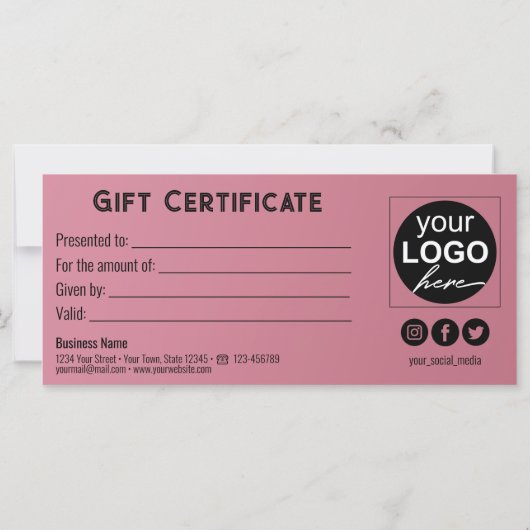 Carte cadeau Gold Bow Satin ruban tendance rose (Dos)