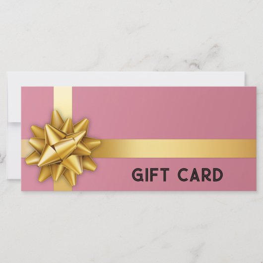 Carte cadeau Gold Bow Satin ruban tendance rose (Devant)