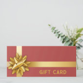 Carte cadeau Gold Bow Satin Ruban tendance Rouge (Debout devant)