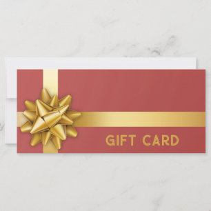 Carte cadeau Gold Bow Satin Ruban tendance Rouge