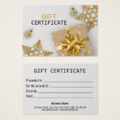 Carte cadeau Gold Christmas Ball Gold Snowflakes (Devant & derrière)