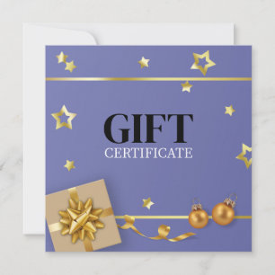 Carte cadeau Gold Christmas Ball Stars Ribbon Blue