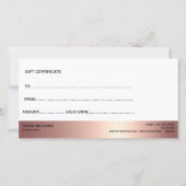 Carte cadeau Gold Modern Blush Rose (Dos)