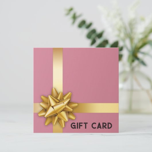 Carte cadeau Gold Satin Ribbon tendance Bow Bow Pi (Debout devant)