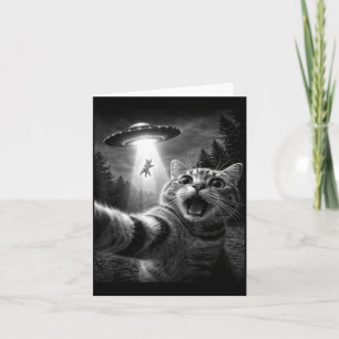 Carte Cadeau graphique drôle de chat selfie OVNI enlèvem