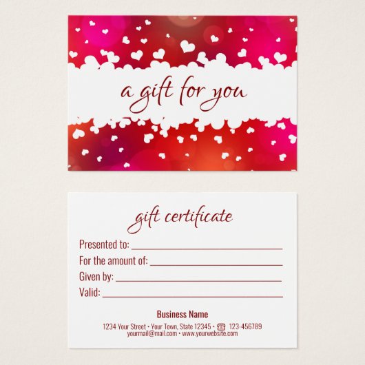 Carte cadeau Heureuse Sainte-Valentin Lovely Heart (Devant & derrière)