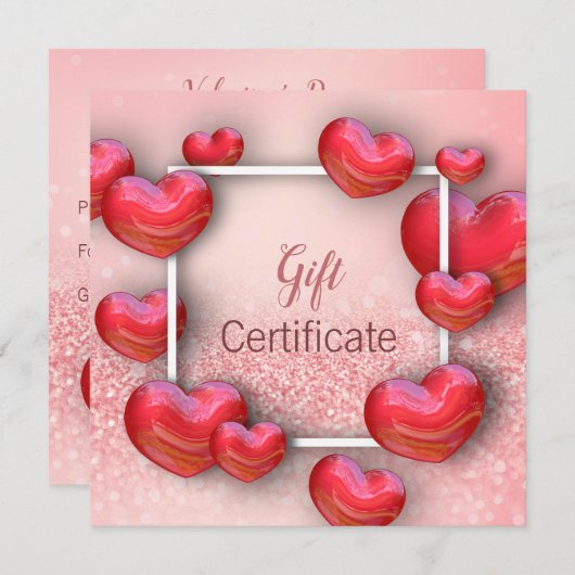 Carte cadeau Heureuse Sainte-Valentin Red Hearts P (Devant / Derrière)
