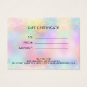 Carte cadeau Holo Parties scintillant Elegant Past (Dos)