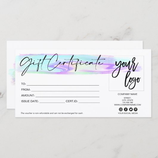 carte cadeau holographique iridescence ajouter le  (Devant / Derrière)