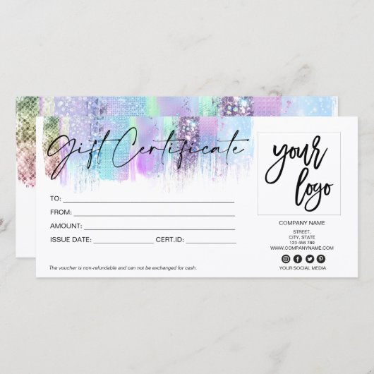 carte cadeau holographique iridescence ajouter le  (Devant / Derrière)