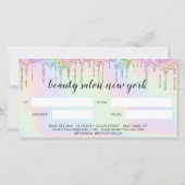 Carte cadeau holographique licorne parties scintil (Dos)