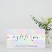 Carte cadeau Holographique moderne pastel arc en c (Debout devant)