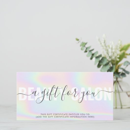 Carte cadeau Holographique moderne pastel arc en c (Debout devant)