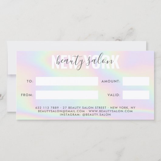 Carte cadeau Holographique moderne pastel arc en c (Dos)