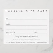 Carte cadeau Imasala (Verso)