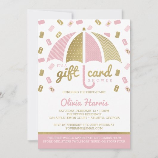 Carte Cadeau Invitation à un Mariage, Rose, Faux O (Devant)