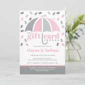 Carte-cadeau Invitation à une douche en rose et gr (Debout devant)